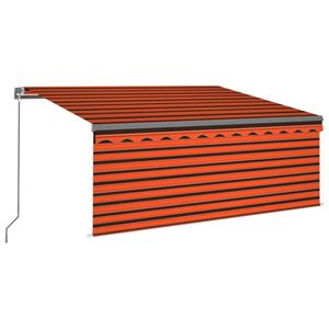 vidaXL Markise Manuell Einziehbar mit Rollo LED 3,5x2,5 m Orange Braun