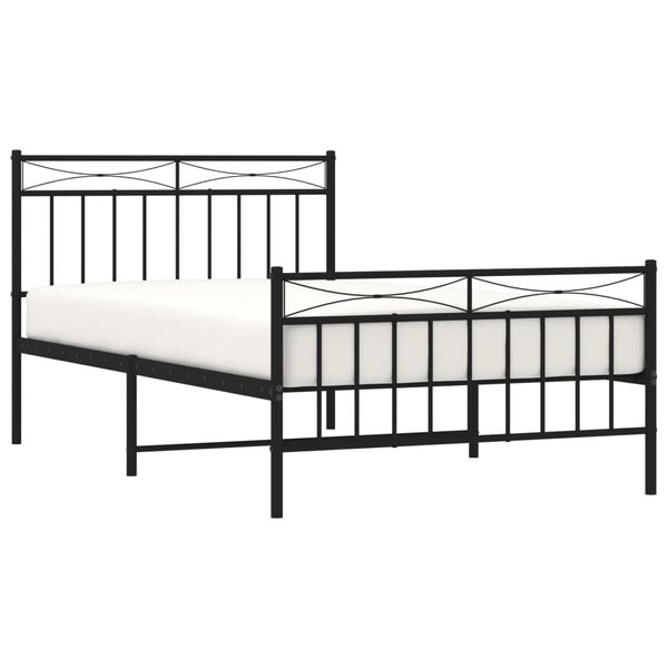 vidaXL Bettgestell mit Kopf- und Fu&szlig;teil Metall Schwarz 100x200 cm