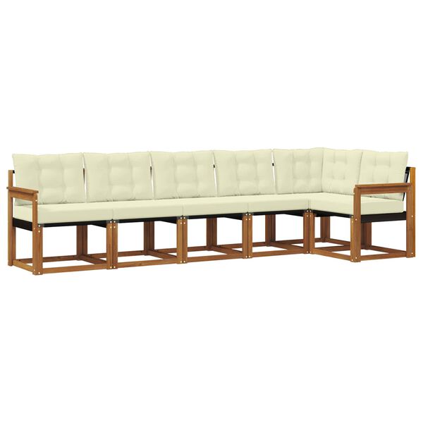 vidaXL Outdoor-Sofagarnitur mit Kissen 6 pcs Natur und Creme
