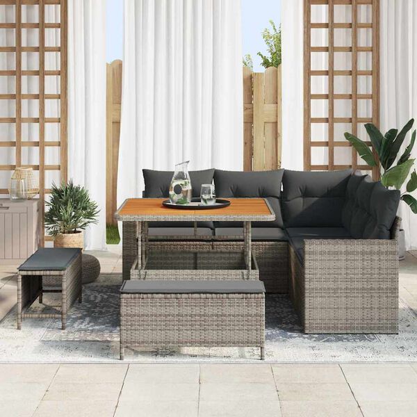 vidaXL Gartensofa-set 8 pcs Grau Poly-Rattan