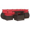 vidaXL 7-teiliges Gartensofa-Set mit Kissen, braun, Polyrattan