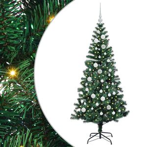 vidaXL K&uuml;nstlicher vorbeleuchteter Weihnachtsbaum Gr&uuml;n 150 cm