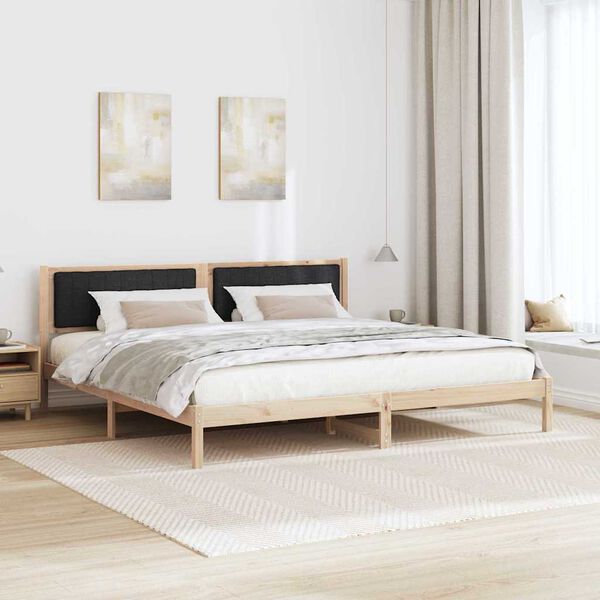 vidaXL Bettrahmen Schwarz 200 x 200 cm Massives Kiefernholz