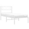 vidaXL Bettgestell mit Kopfteil Metall Wei&szlig; 107x203 cm