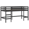 vidaXL Kinderhochbett mit Vorh&auml;ngen Wei&szlig; Schwarz 90x190 cm Kiefernholz