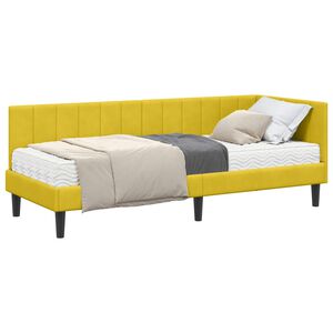 vidaXL Eckbettgestell mit Matratze 2 stk. Gelb 80 x 200 cm Samt
