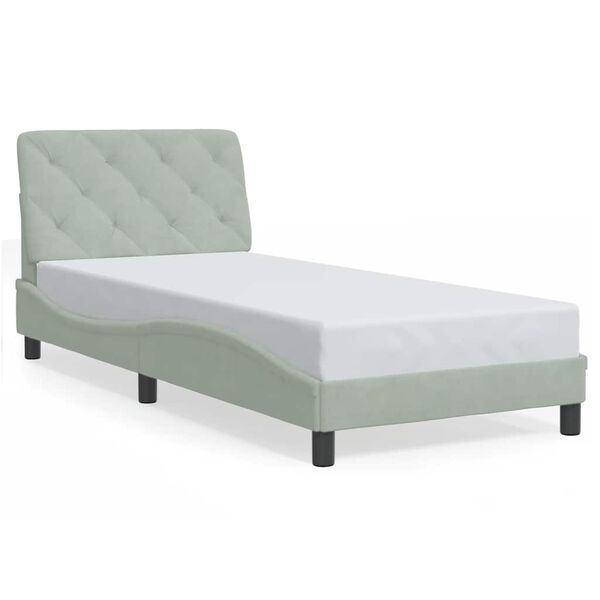 vidaXL Bettgestell ohne Matratze Hellgrau 90x200 cm Samt
