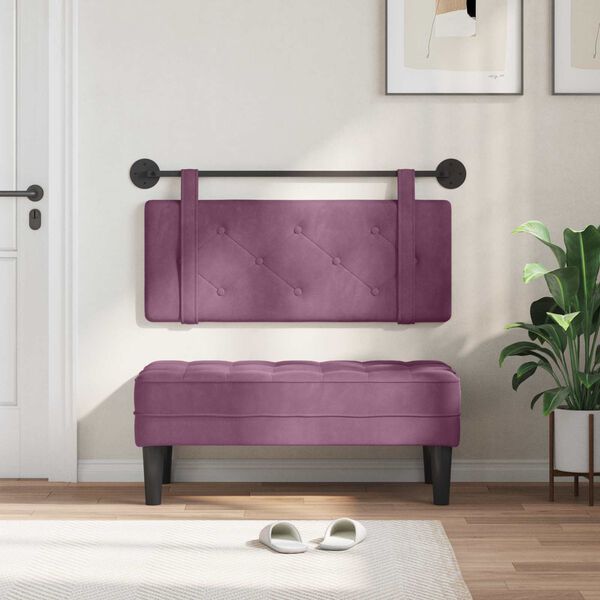 vidaXL H&auml;ngevorderseite Wandmontiert Lila 110 x 55 x 5 cm Samt