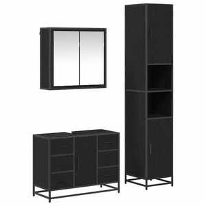 vidaXL Badezimmerm&ouml;bel-Set 3 stk. Schwarz Eichen-Optik 80 x 33 x 60 cm