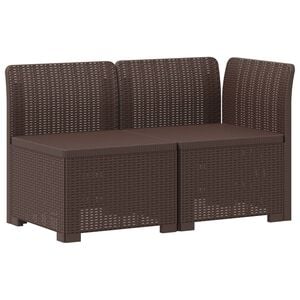 vidaXL 2-Sitzer Garten-Sofa Rattan-Look 2-Sitzer PP Braun