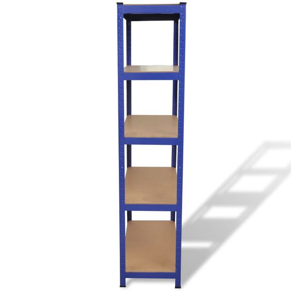 vidaXL Lagerregal mit 5 B&ouml;den Blau Stahl & Holzwerkstoff
