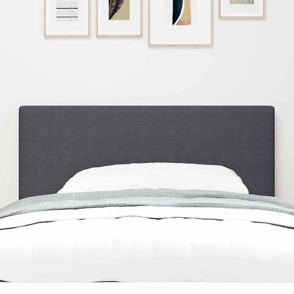 vidaXL LED Kopfteil mit LED-Lichtleisten Dunkelgrau 90 cm Polyester