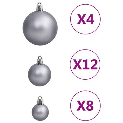 vidaXL 111-tlg. Weihnachtskugel-Set Weiß und Grau Polystyrol