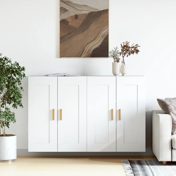 vidaXL Wandschr&auml;nke 2 Stk. Wei&szlig; Holzwerkstoff