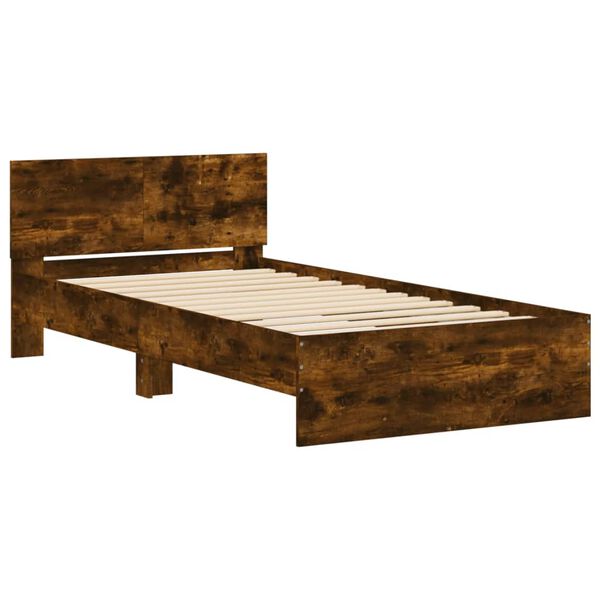 vidaXL Bettgestell mit Kopfteil R&auml;uchereiche 100x200 cm Holzwerkstoff
