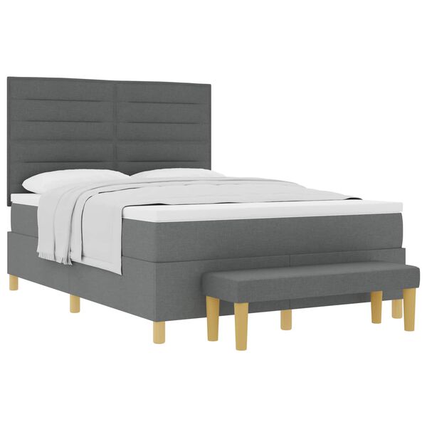 vidaXL Boxspringbett mit Matratze Dunkelgrau 140 x 200 cm Stoff