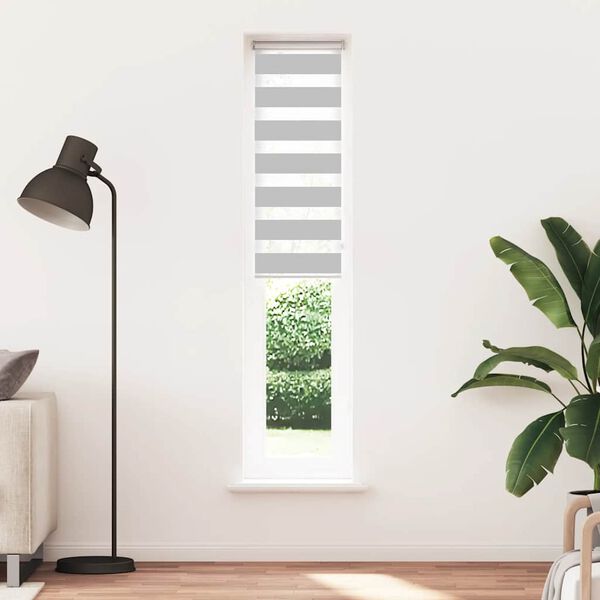 vidaXL Doppelrollo Hellgrau 40x230 cm Stoffbreite 35,9 cm Polyester