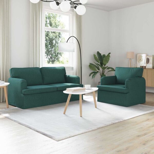 vidaXL Sofa 2 pcs Dunkelgr&uuml;n
