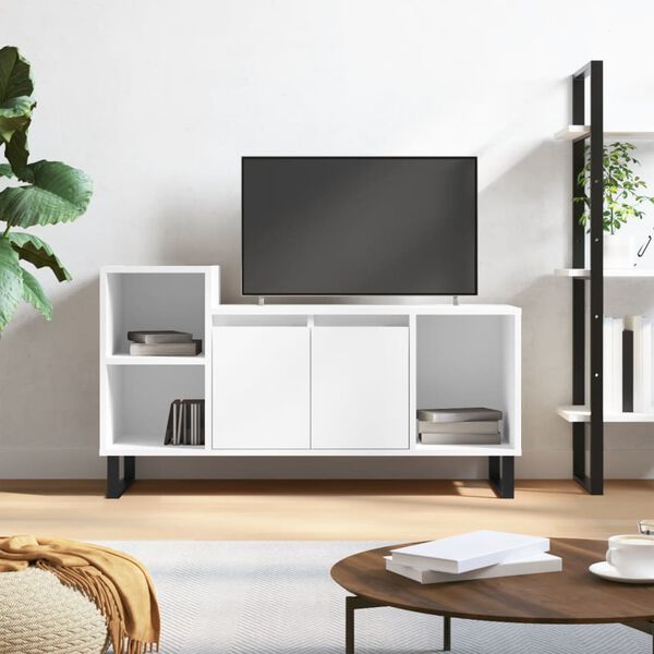 vidaXL TV-Schrank Hochglanz-Wei&szlig; 100x35x55 cm Holzwerkstoff