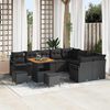 vidaXL Garten-Sofa-Set mit Kissen 12 pcs Schwarz Poly Rattan