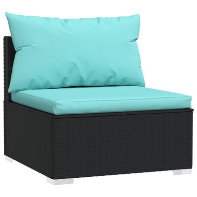 vidaXL 2-tlg. Garten-Lounge-Set mit Kissen Poly Rattan Schwarz