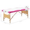 vidaXL Massageliege Klappbar 3-Zonen mit Holzgestell Wei&szlig; und Rosa