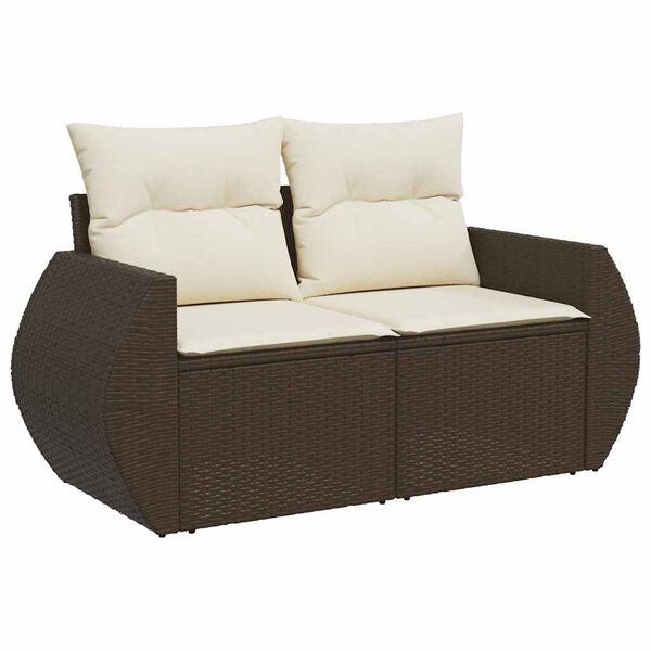 vidaXL 5-tlg. Garten-Sofagarnitur mit Kissen Braun Poly Rattan