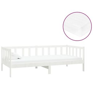 vidaXL Tagesbett mit Matratze 90x200 cm Wei&szlig; Kiefer Massivholz