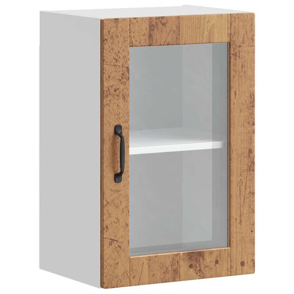 vidaXL K&uuml;chen-H&auml;ngeschrank mit Glast&uuml;r Porto Altholz-Optik