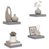 vidaXL Schweberegale 4 Stk. Grau 23x23,5x3,8 cm MDF