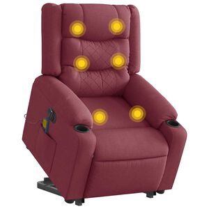 vidaXL Elektrischer Massagesessel mit Aufstehhilfe Weinrot Stoff