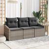 vidaXL Sofa Set mit Kissen 3 pcs Grau Poly Rattan
