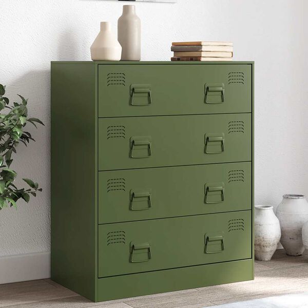 vidaXL Sideboard Olivgr&uuml;n 67x39x83 cm Stahl