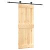 vidaXL Schiebet&uuml;r Nat&uuml;rlich und Schwarz 80 x 210 cm Massivkiefer