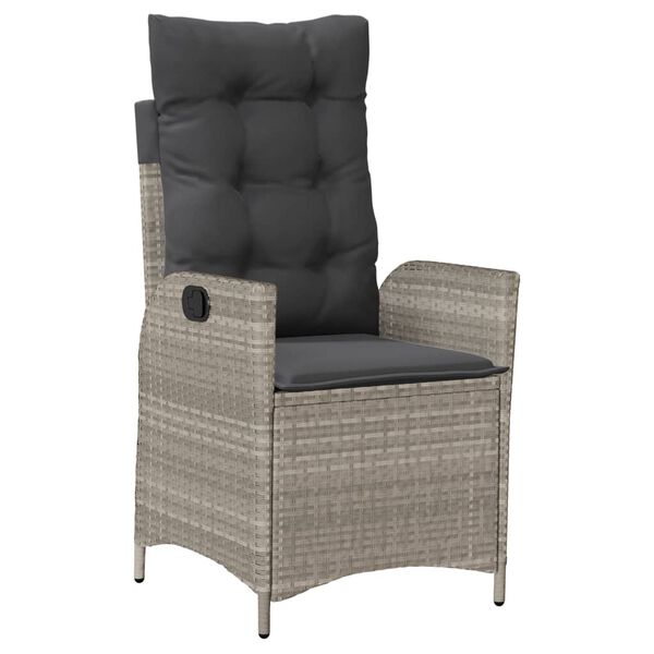 vidaXL Gartensessel mit Kissen Verstellbar Hellgrau Poly Rattan