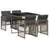 vidaXL 5-tlg. Garten-Essgruppe mit Kissen Grau Poly Rattan