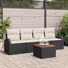 vidaXL Gartensofa-set mit Speicher 5 pcs Schwarz und Creme Poly-Rattan