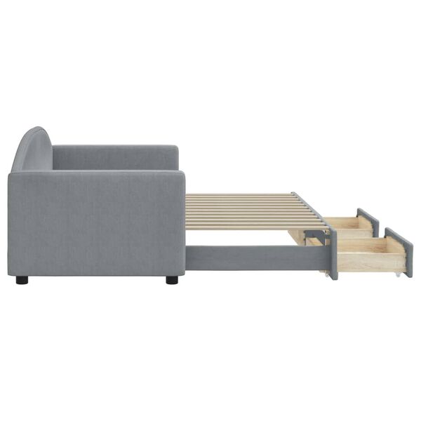 vidaXL Tagesbett Ausziehbar mit Schubladen Hellgrau 80x200 cm Stoff
