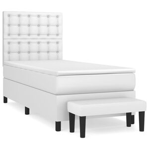 vidaXL Boxspringbett mit Matratze Wei&szlig; 90x190 cm Kunstleder