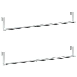 vidaXL Gardinenstangen 2 Stk. Wei&szlig; und Silbern 40-60 cm Aluminium