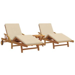 vidaXL Sonnenliege 3 stk. Massivholz Akazie Beige