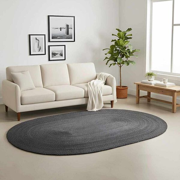 vidaXL Bereichsteppiche Oval Schwarz 122 x 183 cm Jute