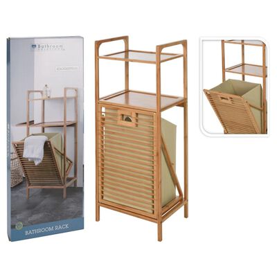 Bathroom Solutions Regal mit 2 Böden und Wäschekorb Bambus 95 cm
