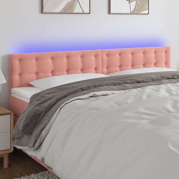 vidaXL LED Kopfteil Rosa 180x5x78/88 cm Samt