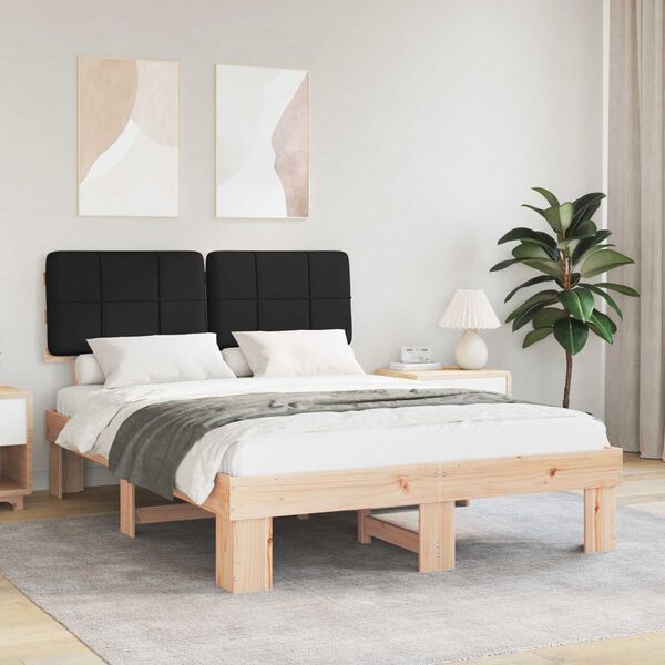 vidaXL Bettgestell mit gepolstertem Kopfteil Schwarz 140 x 190 cm