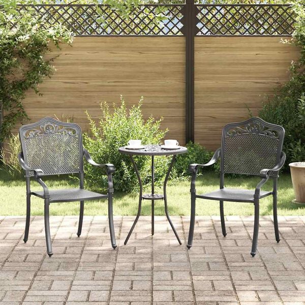 vidaXL Gartenstuhl 2 pcs Schwarz 55 x 55 x 92,5cm Aluminium