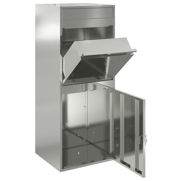 vidaXL Paketdrop-Box mit T&uuml;r Silber 47,5 x 38 x 59 cm Verzinkter Stahl