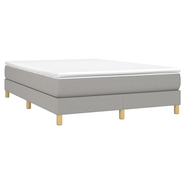 vidaXL Boxspringbett mit Matratze Hellgrau 140x200 cm Stoff