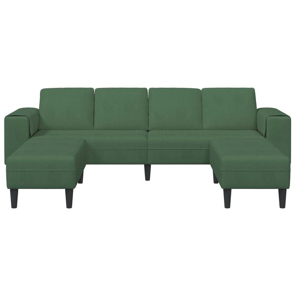 vidaXL Sofa mit Kissen Dunkelgr&uuml;n 250 x 188 x 76 cm Cordstoff