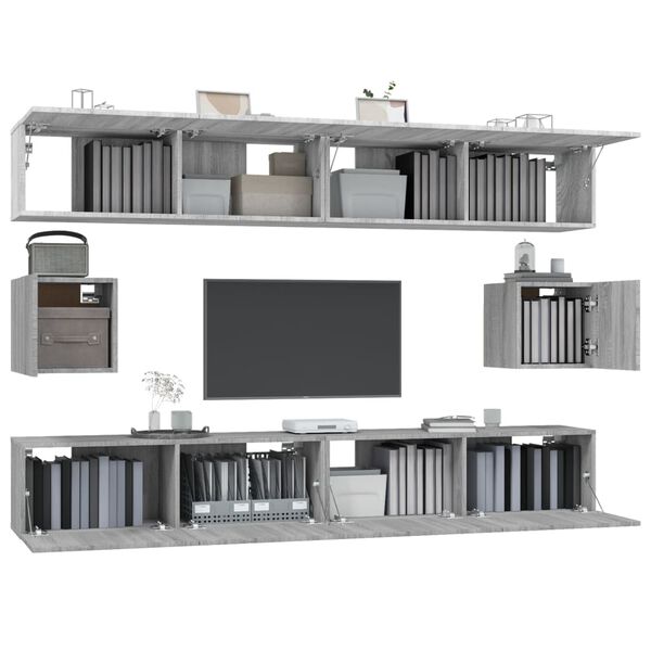 vidaXL 6-tlg. TV-Schrank-Set Grau Sonoma Holzwerkstoff